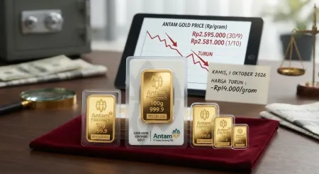 Harga Emas Kembali Terkoreksi, Turun Rp14 Ribu ke Rp2.581.000 Per Gram