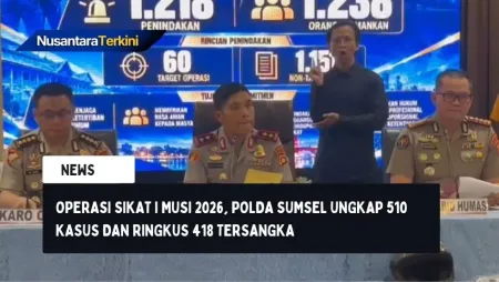 Operasi Sikat I Musi 2026, Polda Sumsel Ungkap 510 Kasus dan Ringkus 418 Tersangka