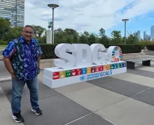 Ketum JMSI Pamerkan Batik Ciprat Karya Anak Berkebutuhan Khusus di Markas PBB