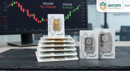 Harga Emas Antam Lanjut Turun ke Level Rp2.554.000, Perak Menguat ke Rp39.200 Per Gram
