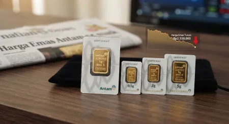 Harga Emas Antam Lanjut Turun ke Level Rp2.550.000 Per Gram, Cek Lengkapnya! 