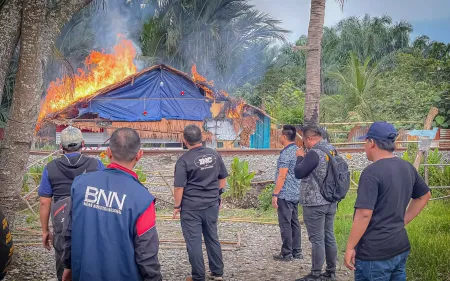 BNNK Deliserdang Musnahkan Barak Narkoba di Sei Semayang, 6 Orang Diamankan