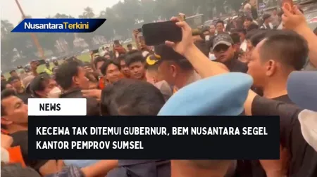 Kecewa tak Ditemui Gubernur, BEM Nusantara Segel Kantor Pemprov Sumsel