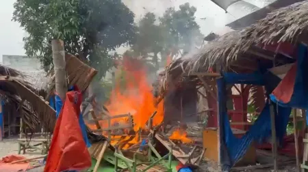 Barak Diduga Tempat Penyalahgunaan Narkoba Dibongkar dan Dibakar Satresnarkoba Polres Binjai